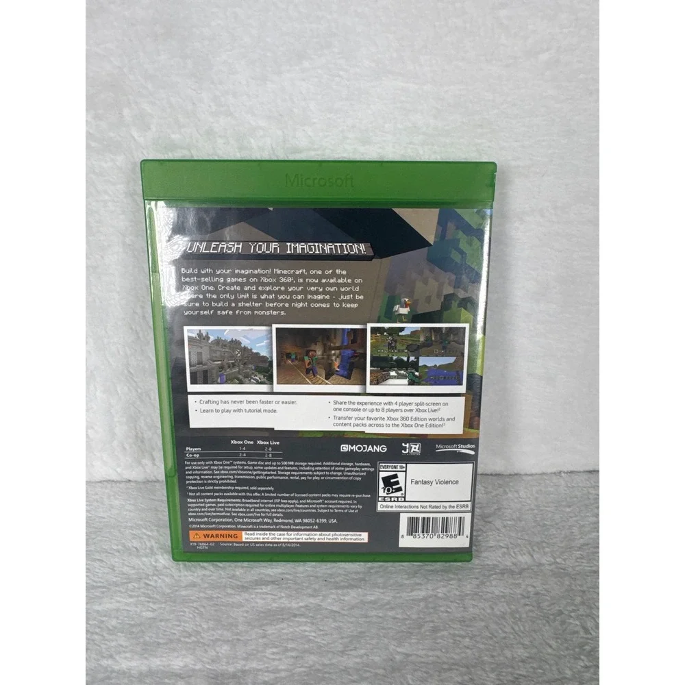 Mojang Minecraft Xbox One Edition Video Game OS Green Excellent Survival Sandbox